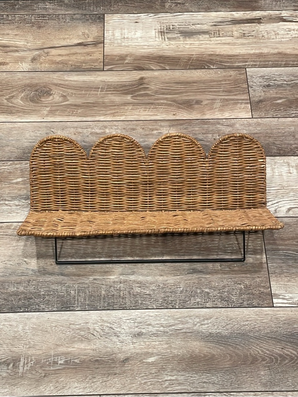Woven Rattan Decorative Wall Shelf with Scalloped Edge Detail - creative co-op